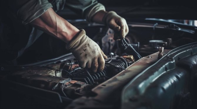 mechanic-repairing-car-engine-with-wrench-tool-generated-by-ai